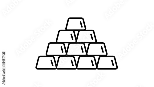 Stack of gold bars in a pyramid shape, Generative AI.