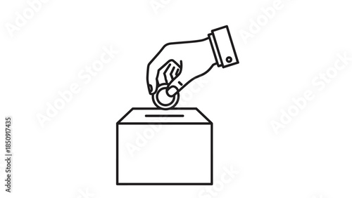 Hand putting ballot into voting box for election, Generative AI.