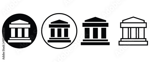 Bank, university, museum symbol icon set