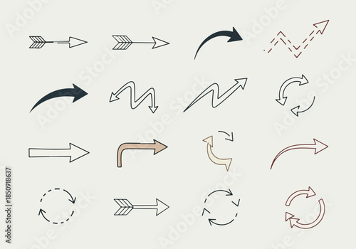 Diverse Hand-Drawn Arrow Collection for Design and Direction