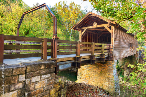 Harrisburg covered bridge in Tennessee During Sunrise