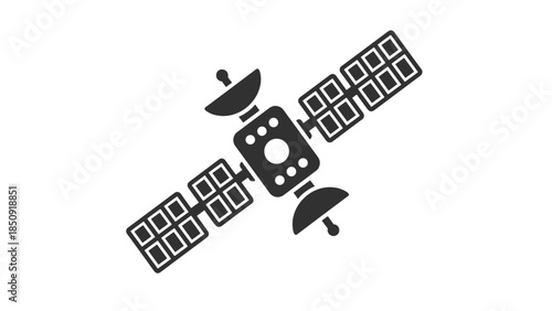 Modern satellite in space with solar panels extended, Generative AI.