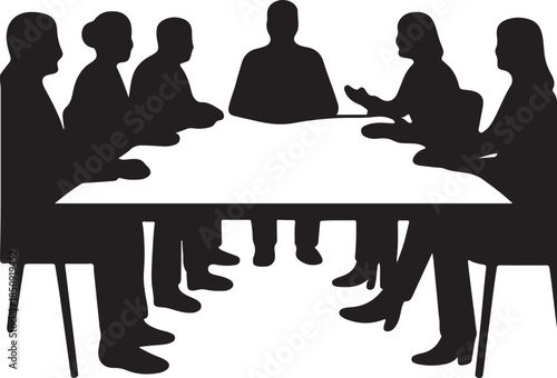 Business meeting icon showing professional discussion, teamwork, and corporate collaboration in office.