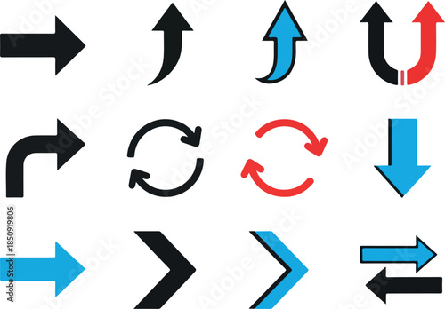 Diverse Arrows Collection Navigational Icons for Direction and Movement