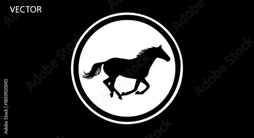Dynamic stallion galloping powerfully in sleek silhouette, perfect for equestrian branding, racing emblems, or powerful logo designs with a modern edge