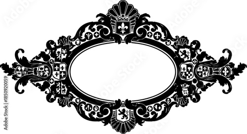 Elegant vintage frame with heraldic design, perfect for invitations, announcements, or adding a touch of classic style to any project or design