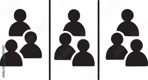 Customer segments icon representing market segmentation, audience groups, and business targeting.