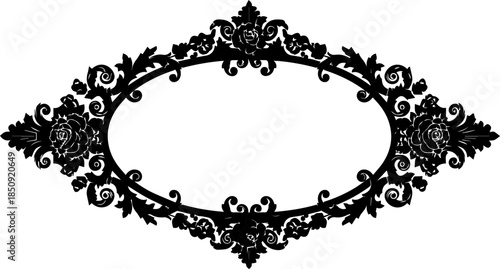 Elegant vintage floral oval frame design, perfect for invitations, certificates, and decorative borders, adding a touch of classic beauty to any project.