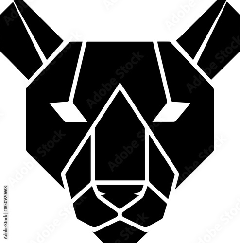 Modern geometric panther head logo symbol, sleek minimalist animal icon for dynamic brands seeking powerful identity and fierce representation