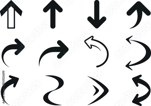 Collection of Simple Arrows in Different Directions and Styles