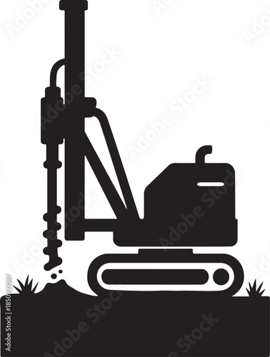 Geotechnical drill icon representing soil testing, foundation analysis, and construction site investigation.
