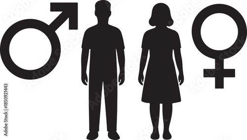 Gender ratio icon representing male and female population distribution and demographic comparison.