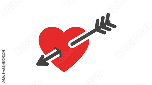 A red heart pierced by a dark gray arrow, symbolizing love or heartbreak.