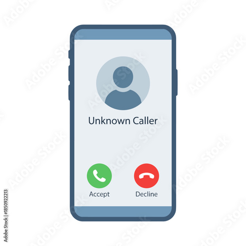 Smartphone receiving incoming call from unknown caller