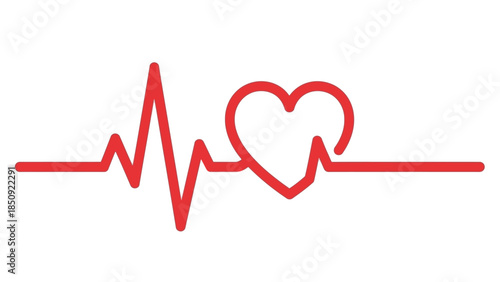 A red electrocardiogram line forming a heart shape, symbolizing health and life.