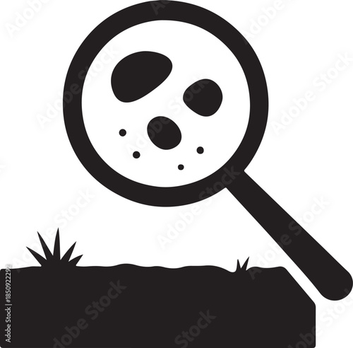 Soil analysis icon representing testing, fertility assessment, and earth composition for agriculture study.