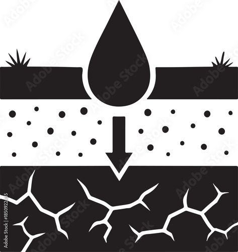 Soil moisture icon representing water content, irrigation, and soil condition for agriculture and study.