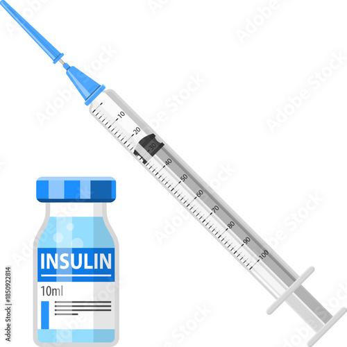 Diabetes Insulin Syringe and Vial