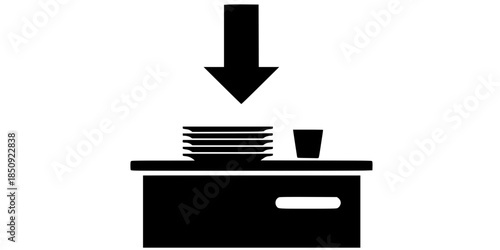 Food Court Tray Return Station Vector Silhouette