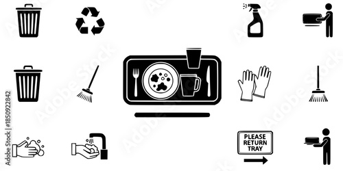 Food Court Tray Return Station Vector Silhouette