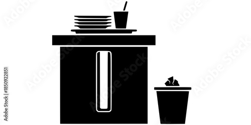 Food Court Tray Return Station Vector Silhouette