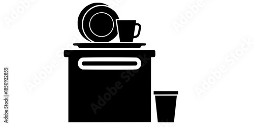 Food Court Tray Return Station Vector Silhouette