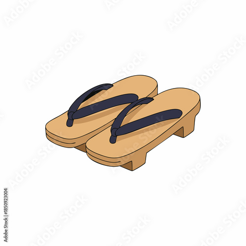 vector illustration of wooden slippers on white background