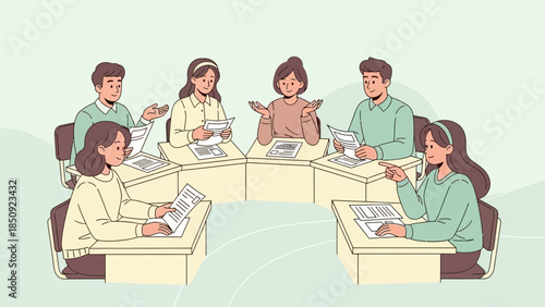 Group of diverse young professionals participating in a collaborative team meeting in a modern