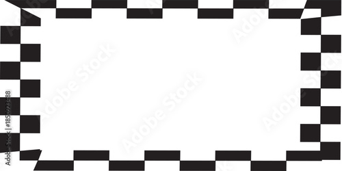 Black and white checkered rectangular frame. Square racing checkerboard pattern