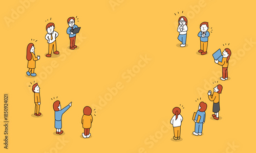 集まるビジネスマンのイラストフレーム
