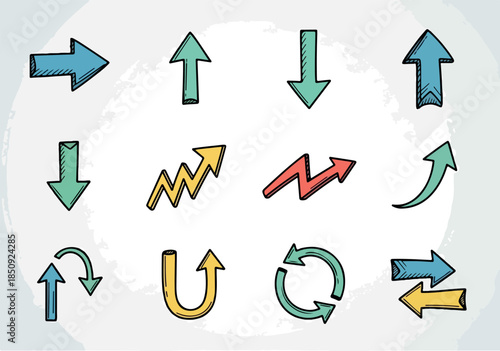 Arrow collection in doodle style for infographics and presentations