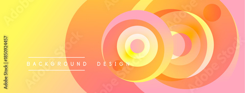 Abstract circles create vibrant gradient background. Yellow, orange, pink hues blend smoothly. Modern design element.