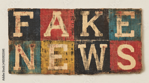 Fake News Media Collage Typography Concept Illustration