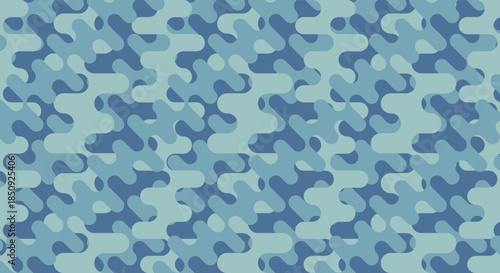 Visually striking seamless repeating background. Backdrop features a parallel wave structure of abstract, fluid shapes in cool, tonal colors. Excellent for modern digital design.