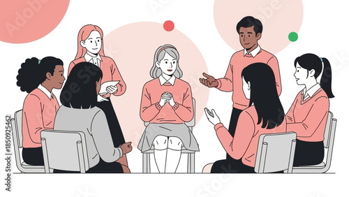 Diverse Group of People Engaged in a Collaborative Discussion in an Office Setting