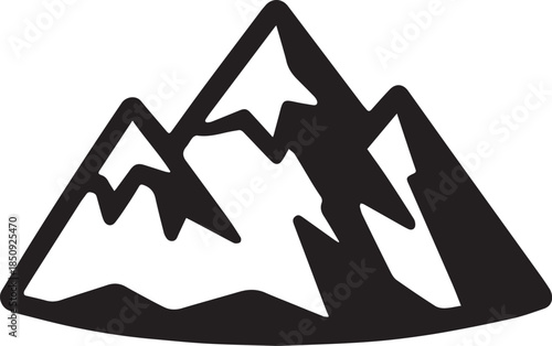 An emblem of majestic mountains with snow-capped peaks against a bright sky, symbolizing strength, adventure, and the allure of the great outdoors.