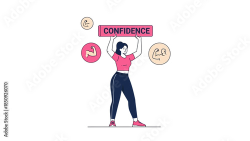 Woman Holding Confidence Sign To Symbolize Self-Esteem and Personal Growth