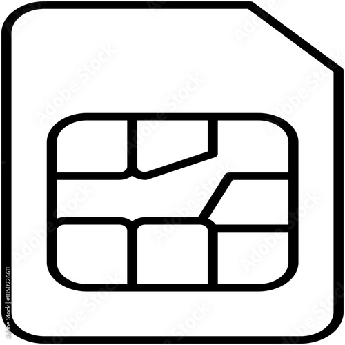 Sim Card Icon, Phone Chip Memory Symbol Vector Stock Illustration, Line Icon Style Design.