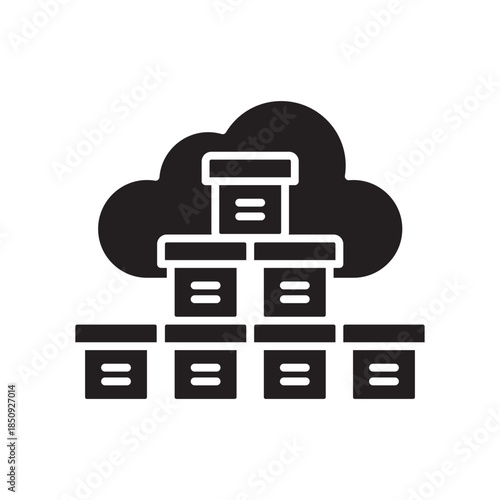 docker container black line icon. Vector isolated element