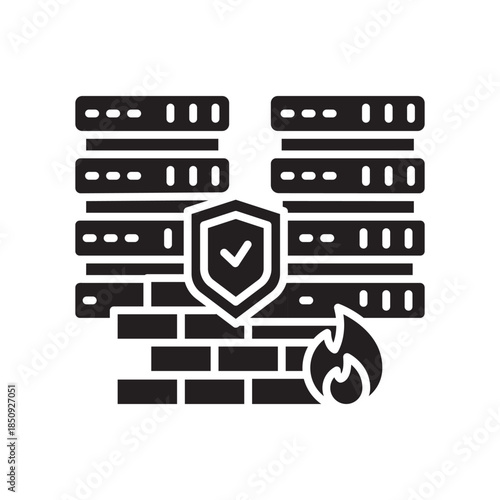 firewall rules black line icon. Vector isolated element