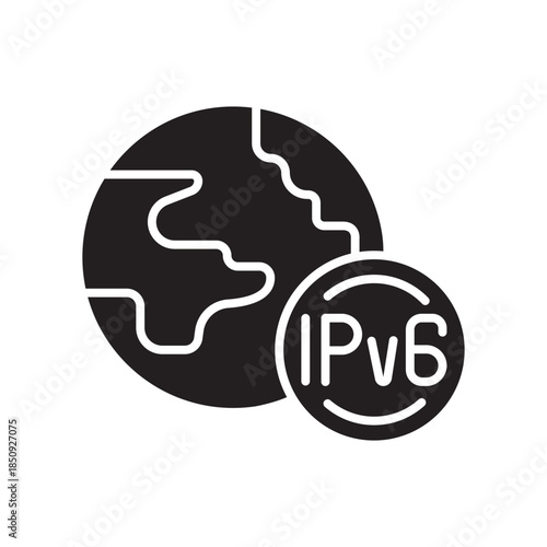 ipv6 deployment black line icon. Vector isolated element