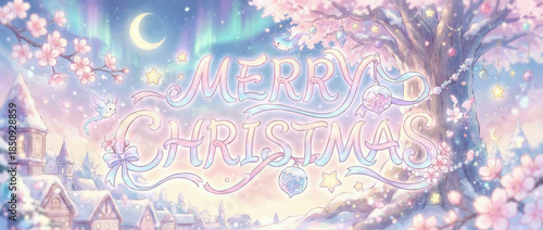 Merry Christmas Pastel Fantasy Kawaii Illustration
