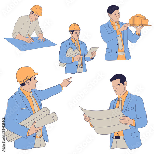 Set Architect People Illustration 