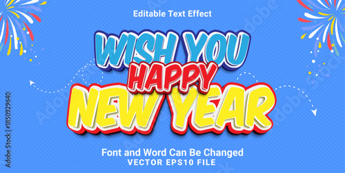 3d editable wish you hapyy nnew year 2026 cartoon style text effect