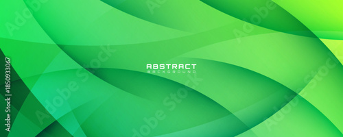 3D green abstract background overlap layer on bright space with curved shapes effect decoration. Modern graphic design element cutout style concept for web banner, art, flyer, card, or brochure cover