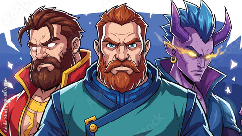 A formidable trio of diverse fantasy characters ready for adventure