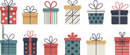 Gift, box, present, wrap, ribbon, bow, festive, colorful, holiday, packaging, celebration, ornament, design, icon, vector, birthday, surprise, decorative, graphic, illustration