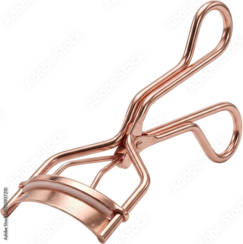 Rose gold metallic eyelash curler isolated on white background