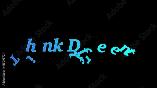 Inspiring bold blue typographic design displaying the famous motivational phrase think different against black