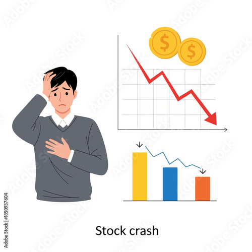 Stock crash concept vector illustration inflation isolated on white background
